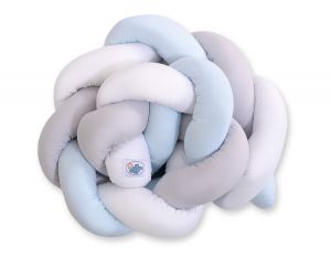 Geflochtenes Nestchen- Kopfschutz für Kinderbett-weiss-grau-blue